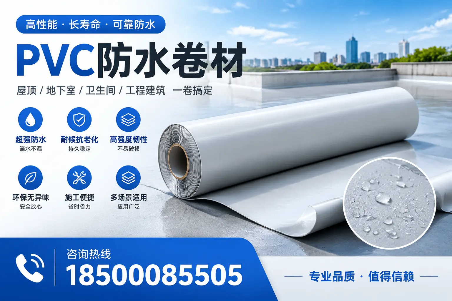 PVC防水卷材的防水效果评测，适合濮阳的科学依据